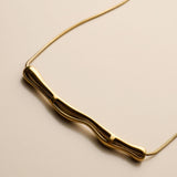 Gold Stainless Steel Irregular Bar Necklace