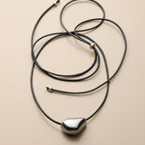 Silver Irregular Bead Cord Necklace