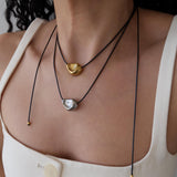 Silver Irregular Bead Cord Necklace