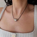Silver Irregular Bead Cord Necklace