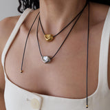 Silver Irregular Bead Cord Necklace