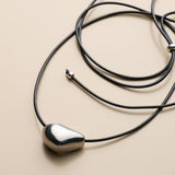 Silver Irregular Bead Cord Necklace