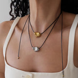 Silver Irregular Bead Cord Necklace