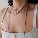Silver Irregular Bead Cord Necklace
