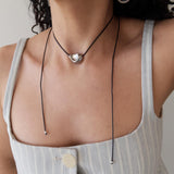 Silver Irregular Bead Cord Necklace
