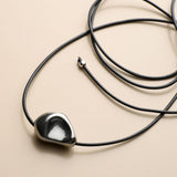 Silver Irregular Bead Cord Necklace
