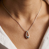 Silver Organic Drop Pendant Necklace
