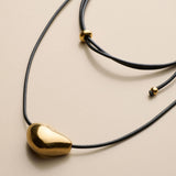 Gold Irregular Bead Cord Necklace