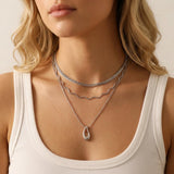 Silver Organic Drop Pendant Necklace