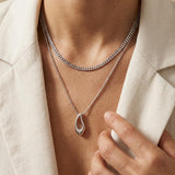 Silver Organic Drop Pendant Necklace