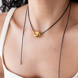 Gold Irregular Bead Cord Necklace