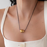 Gold Irregular Bead Cord Necklace