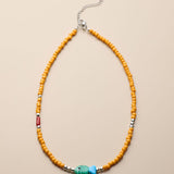 Orange Glass Beaded Fish Necklace With Green Glass Charm