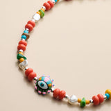 Red Multicolour Beaded Evil Eye Necklace