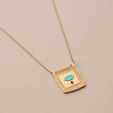 Gold Square Evil Eye Pendant Necklace