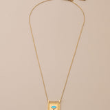 Gold Square Evil Eye Pendant Necklace