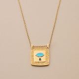 Gold Square Evil Eye Pendant Necklace