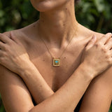 Gold Square Evil Eye Pendant Necklace