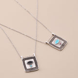 Silver Square Evil Eye Pendant Necklace