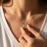 Gold Square Evil Eye Pendant Necklace