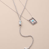 Silver Square Evil Eye Pendant Necklace