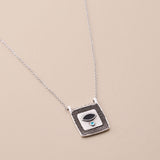 Silver Square Evil Eye Pendant Necklace