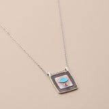 Silver Square Evil Eye Pendant Necklace