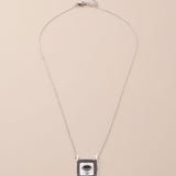 Silver Square Evil Eye Pendant Necklace