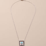 Silver Square Evil Eye Pendant Necklace