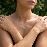 Silver Square Evil Eye Pendant Necklace