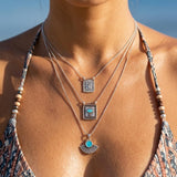 Silver Square Evil Eye Pendant Necklace