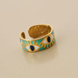 Gold Evil Eye Enamel Ring
