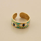 Gold Evil Eye Enamel Ring