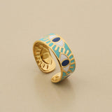 Gold Evil Eye Enamel Ring