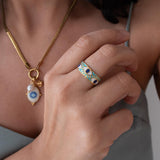 Gold Evil Eye Enamel Ring