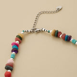 Multicolour Coral Beaded Choker Necklace With Silver Shell