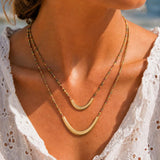 Gold Hematite & Crystal Beaded Arc Necklace