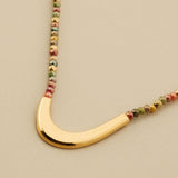 Gold Hematite & Crystal Beaded Arc Necklace
