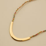 Gold Hematite & Crystal Beaded Arc Necklace