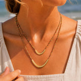 Gold Hematite & Crystal Beaded Arc Necklace