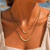 Gold Hematite & Crystal Beaded Arc Necklace