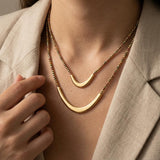 Gold Hematite & Crystal Beaded Arc Necklace