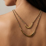 Gold Hematite & Crystal Beaded Arc Necklace