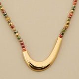 Gold Hematite & Crystal Beaded Arc Necklace