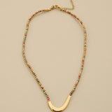 Gold Hematite & Crystal Beaded Arc Necklace