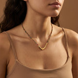 Gold Hematite & Crystal Beaded Arc Necklace