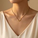 Gold Hematite & Crystal Beaded Arc Necklace
