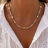 White Turquoise Miyuki Beaded Fish Necklace