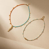 Orange Turquoise Miyuki Beaded Fish Pendant Necklace