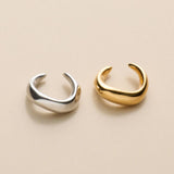 Silver Minimal Ear Cuff, Single Open Hoop Earring, Chunky Curved Jewelry no piercing non pierced huggie, conch ear cuff earring